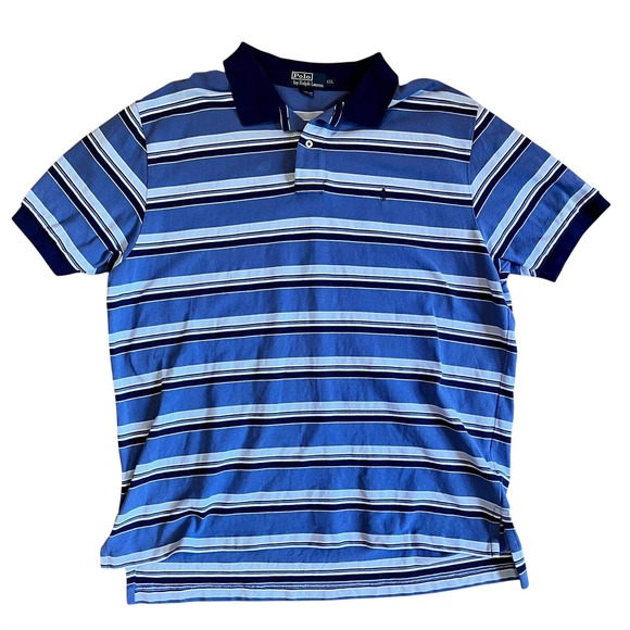 Polo Ralph Lauren Other - Polo Ralph Lauren‎ Mens XXL Blue Striped Short Sleeve Polo Shirt Cotton Classic